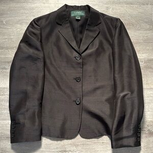 LAUREN RALPH LAUREN Womens Black Career Work Classic Blazer Sz 10